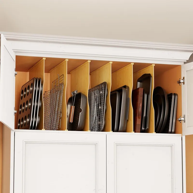 Kitchen Baking Sheet Organizer - 6 Pack Tray Dividers for Cabinets