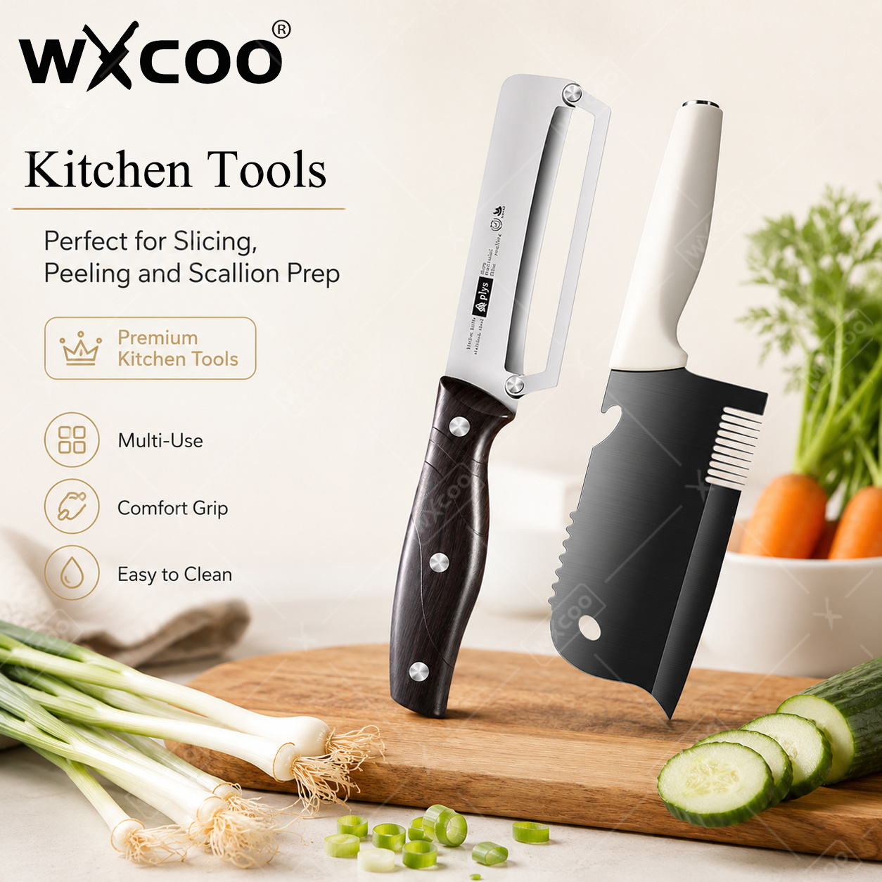 Kitchen Baking Utensil - WXCOO Stainless Steel Scallion Cutter Peeler