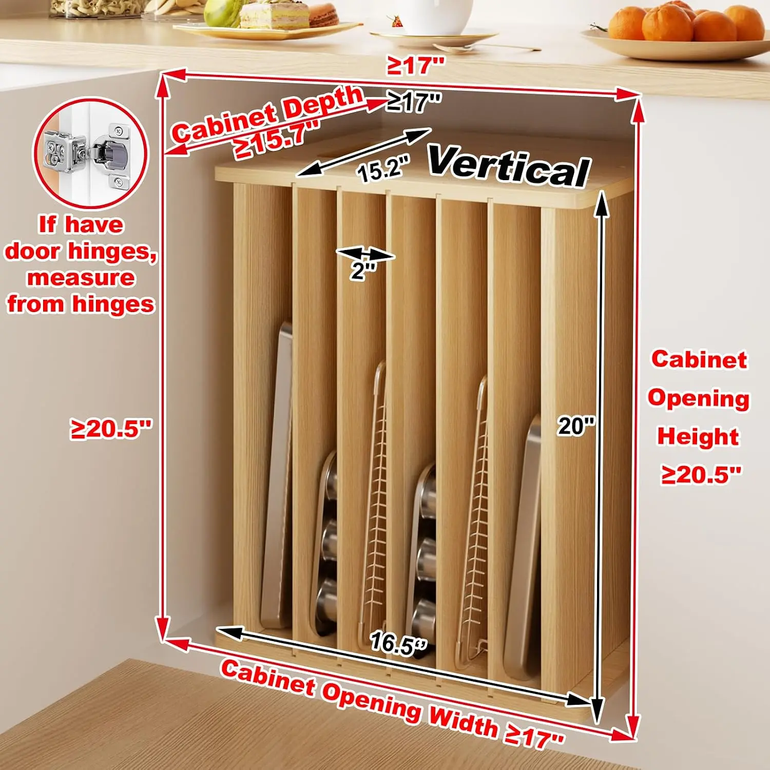 7 Tier Wooden Tray Dividers fo - Kitchen Baking Sheet Organizer 评论和价格