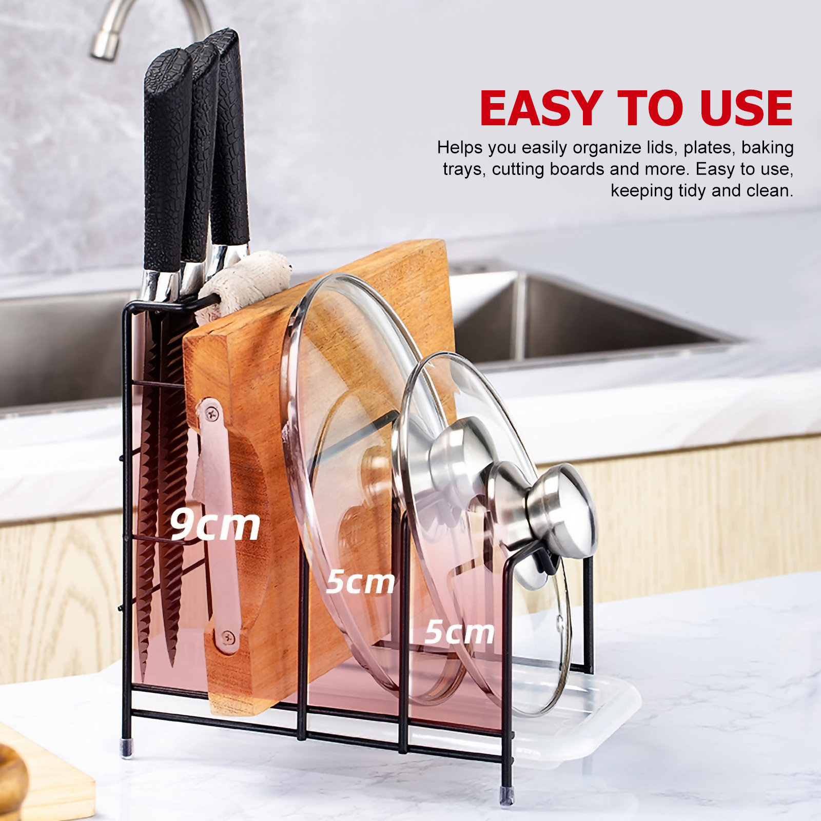 Pot Lid Organizer Cutting Boar - Kitchen Baking Sheet Organizer 评论和价格
