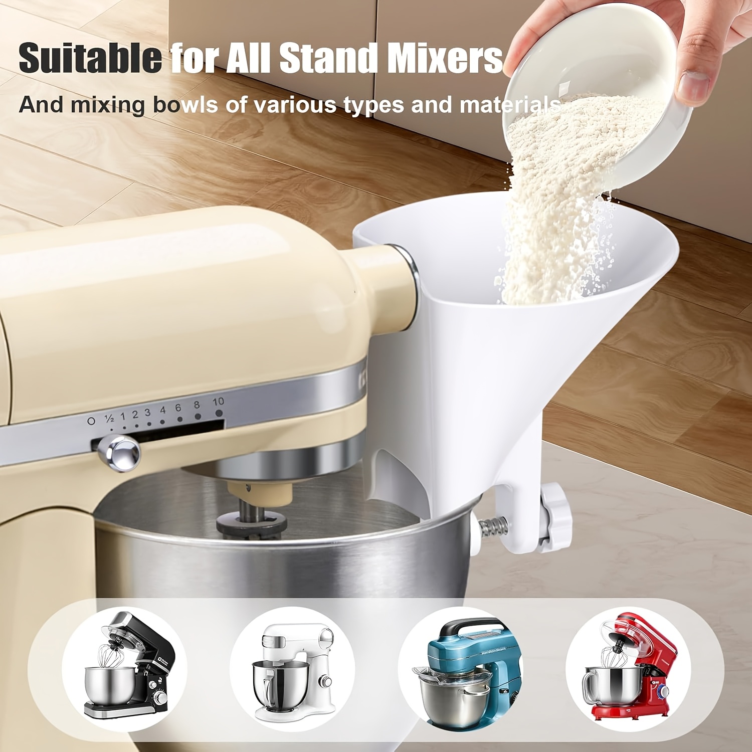 Wide Mouth Flour Funnel Dough  - Kitchen Aid Baking Mixer 评论和价格