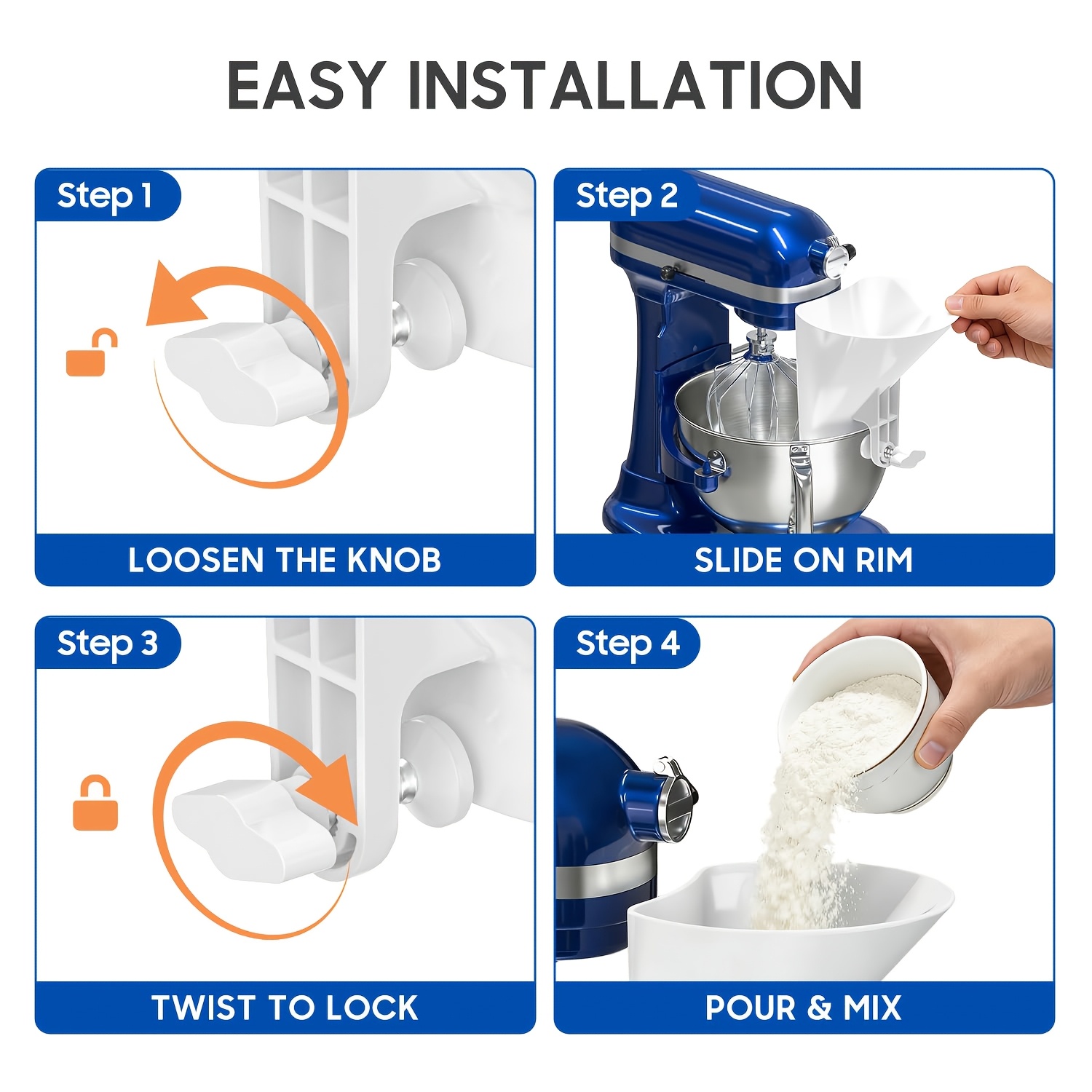 Wide Mouth Flour Funnel Dough  - Kitchen Aid Baking Mixer 评论和价格