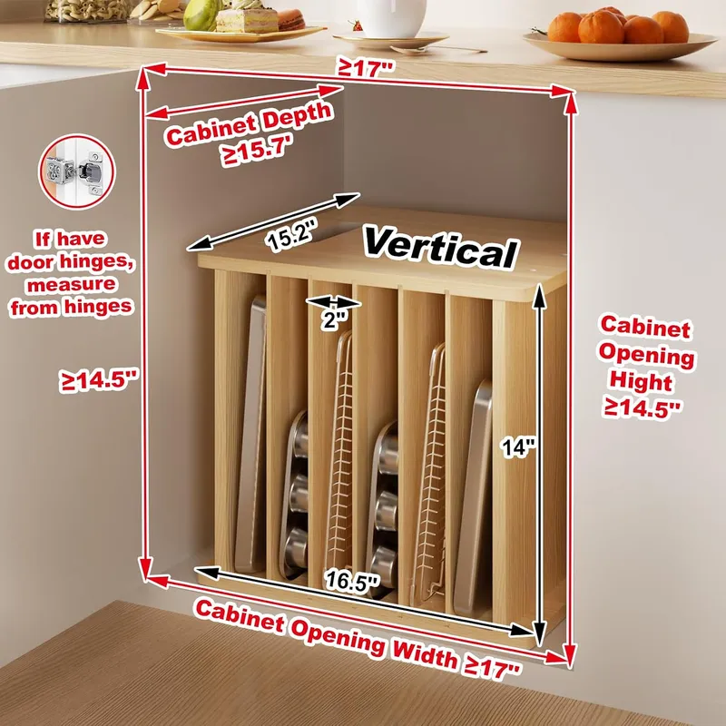 7 Tier Wooden Tray Dividers fo - Kitchen Baking Sheet Organizer 评论和价格
