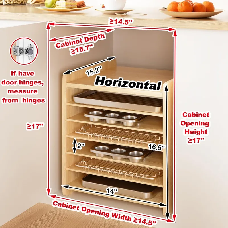 7 Tier Wooden Tray Dividers fo - Kitchen Baking Sheet Organizer 评论和价格