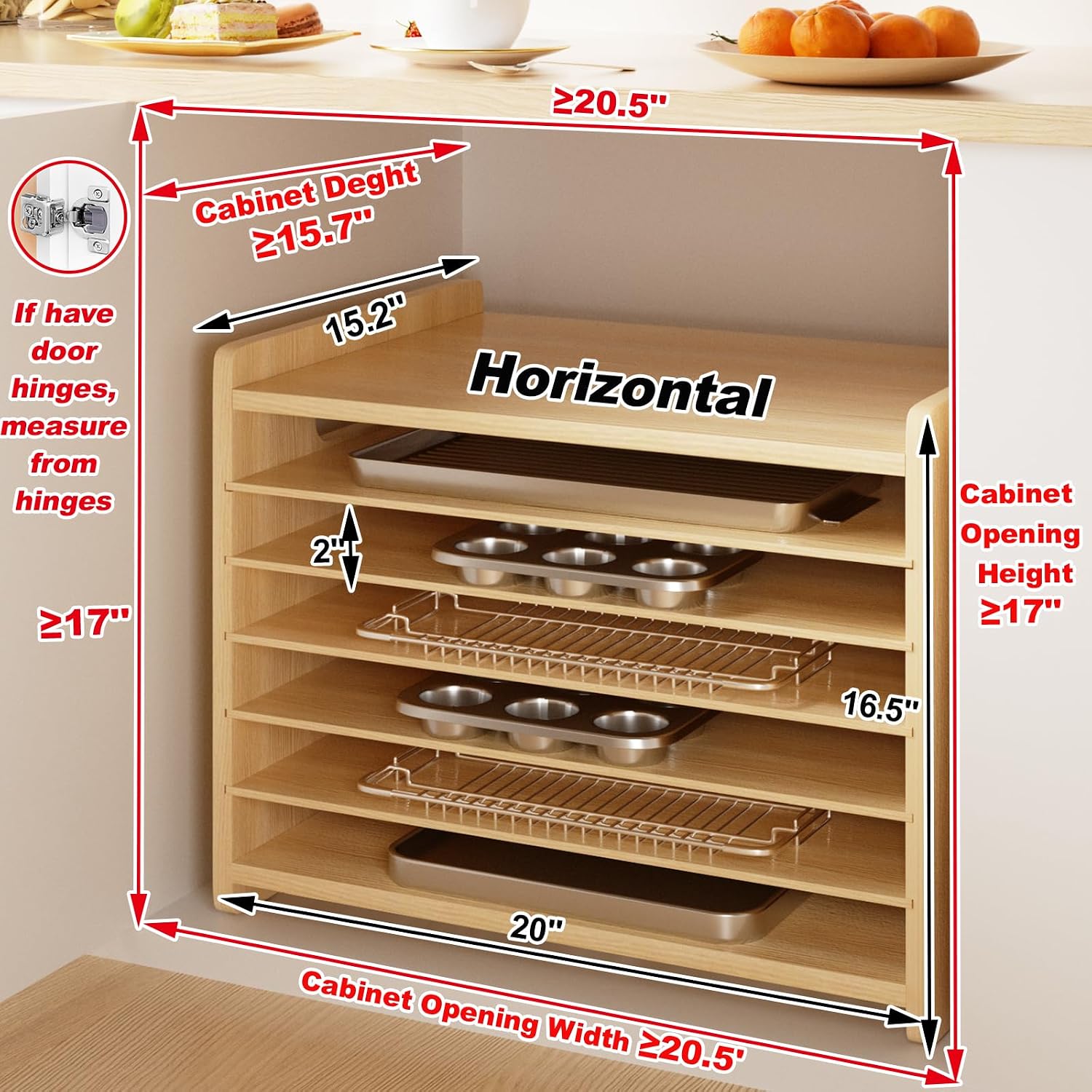 Wooden Bakeware Tray Divider O - Kitchen Baking Sheet Organizer 评论和价格