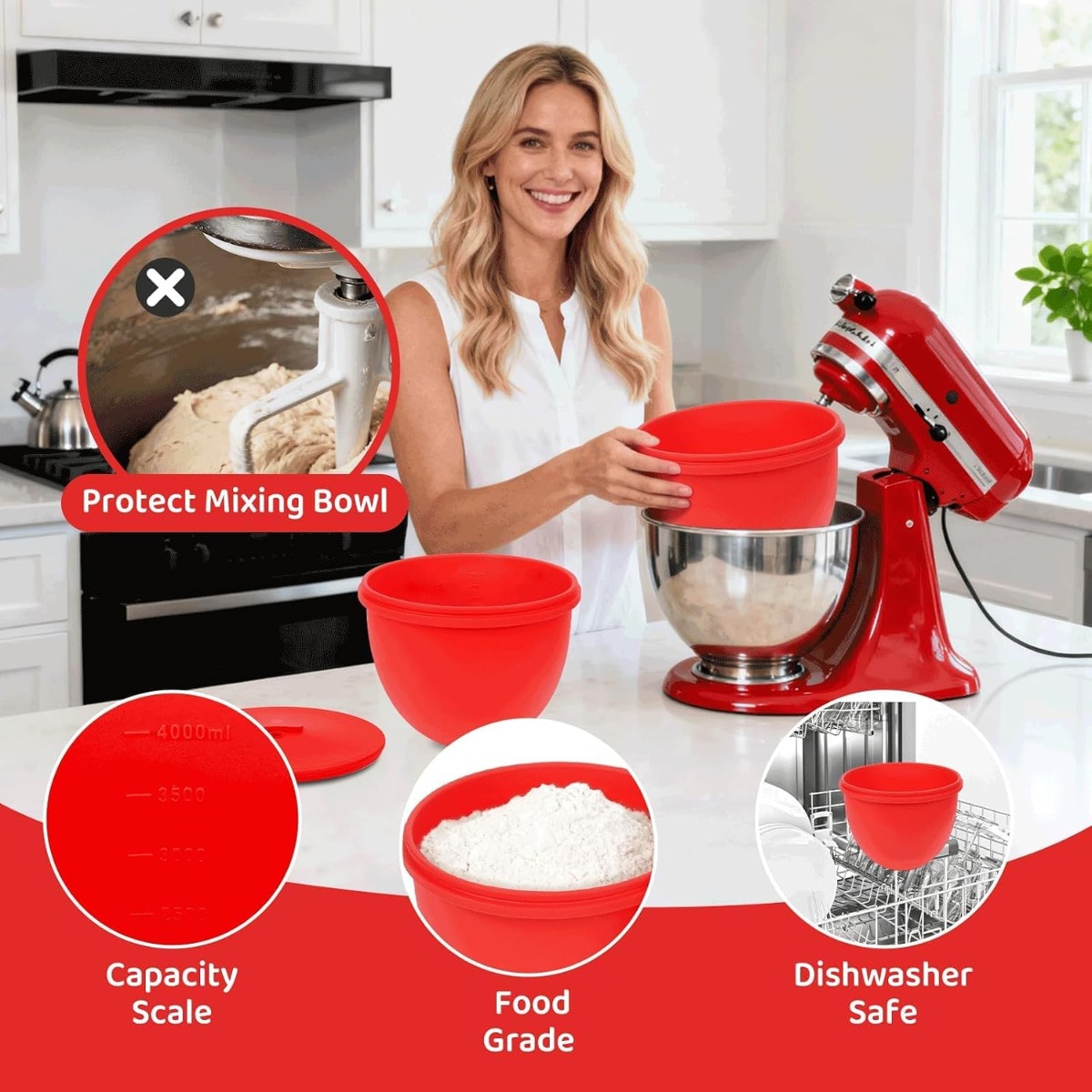 Silicone Mixer Bowl Liner with - Kitchen Aid Baking Mixer 评论和价格