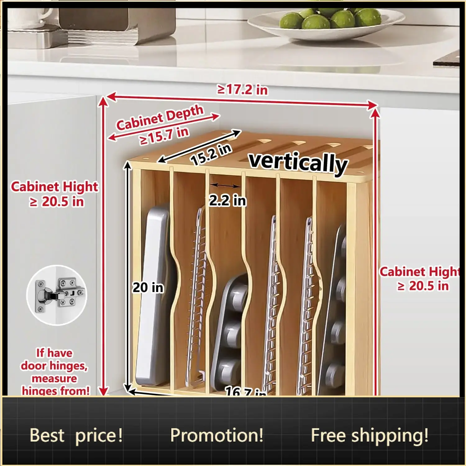 Wooden Tray Dividers for Cabin - Kitchen Baking Sheet Organizer 评论和价格